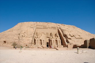 The colossal statues of Ramses II at Abu Simbel, built as a lasting monument to himself and his wife Queen Nefertari and to commemorate his victory at the battle of Kadesh