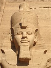 The colossal statue of Ramses II at Abu Simbel, built as a lasting monument to himself and his wife Queen Nefertari and to commemorate his victory at the battle of Kadesh