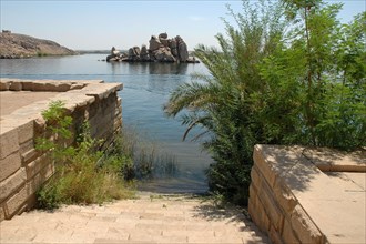 Ceremonial arrival and embarkation point, with steps descending to the river Nile from the Gate of Diocletian at the northen end of Philae