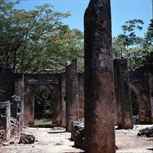 The ruins of Gedi, an important East African city and centre of the slave trade between c