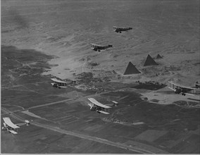 The pyramids at Giza, photographed in the 1920's
