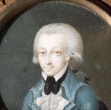 A miniature painting of the young Mozart