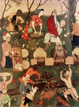 An miniature from a manuscript of 'Khamseh' which illustrated the story of Laila and Madjnun