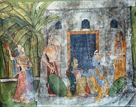 Krishna with the gopis (daughters of the cowherds)