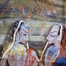 Detail of a palace wall hanging which depicts the legend of Krishna