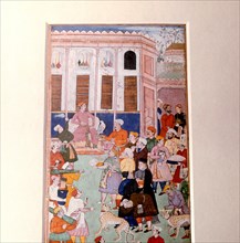 Akbar or Jahangir receiving gifts from guests