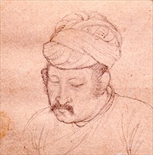 An informal portrait sketch of Akbar the Great, son of Humayun