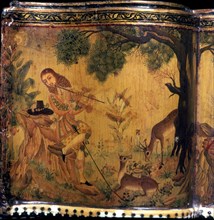 Detail of a painted jewel casket