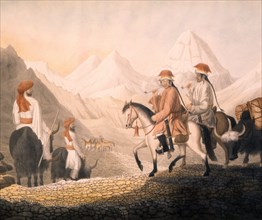 William Moorcroft and Hyder Jung Hearsey travelling in Wester Tibet disguised as Indian Holy Men, 1812