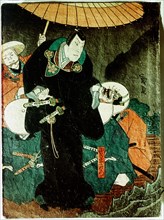 Samurai ethics were portrayed in the Kabuki theatre and in prints drawn from Kabuki such as this depicting an actor in the role of Yuruki Saemon