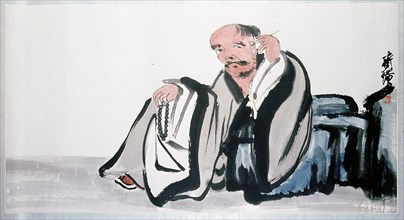 Painting by Ch'i Pai shih: 'Sitting Monk' (hanging scroll)