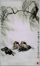 Painting by Li K'e jan: 'Return from the Pasture in Wind and Rain' (hanging scroll)