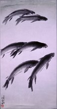 Painting by Wang Ch'ing fang: 'Fishes', with an inscription by Hsu Pei hung (loose sheet)