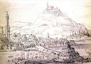 Drawing by the Bohemian artist Vaclav Hollar (13/7/1607   25/3/1577) done on his journey to Tangier