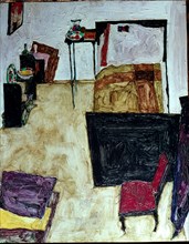 Mein Wohnzimmer', painting by Egon Schiele