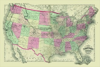 Map of the United States Territories 1872