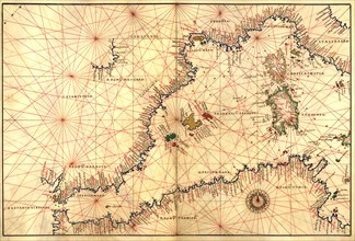 Portolan or Navigational Map of the Western Mediterranean from Gibraltar to Piedmont & Sardinia 1544