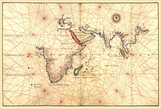 Portolan Map of Africa, the Indian Ocean and the Indian Subcontinent 1544