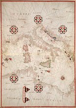 Portolan atlas of the Mediterranean Sea, western Europe, and the northwest coast of Africa - Central Mediterranean 1590