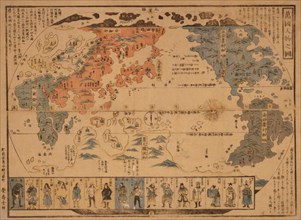 Japanese Map of the World; People of Many Nations 1850