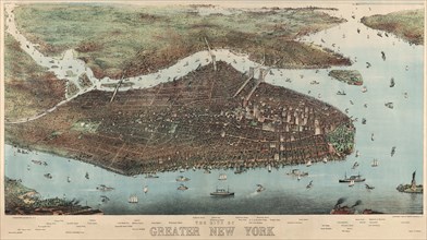 Birds-eye view of Manhattan, New York 1905