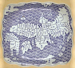 Porcelain plat map of Japan 1835