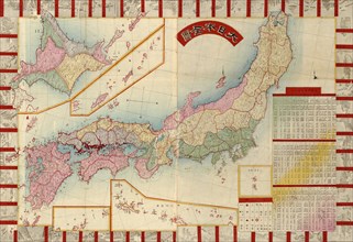 Japan with Points of Interest & table of Counties 1888