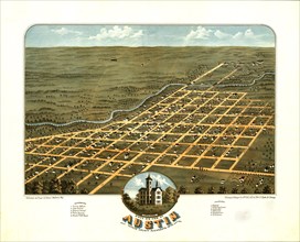 Bird's eye view of Austin, Mower County, Minnesota 1870. 1870