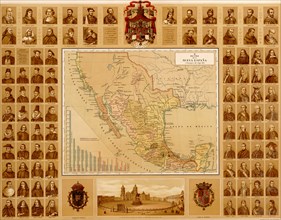 Map of Leaders in New Spain through Hitsory 1885