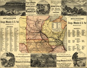 Chicago to Milwaukee Railroad Map - 1874 1874