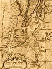 French Map of New York, Islands and Harbor 1764