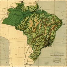 Physical Map of Brazil, the Amazon & Its tributaries-1886 1886