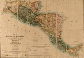 Topographic Map of Central America - 1850 1850