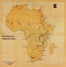 Railroad Map of Africa - 1908 - Projected Routes 1980