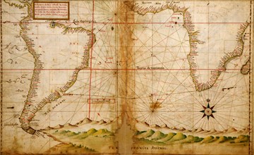 Portuguese Navigational Map of the South Atlantic - 1630 1630