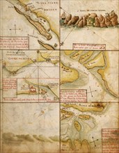 Portuguese Navigational Map of Caribbean Ports - 1630 1630