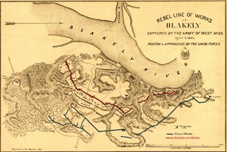 Rebel line of works at Blakely captured by the Army of West Miss., April 9, 1865 Position & approaches by the Union forces. 1865