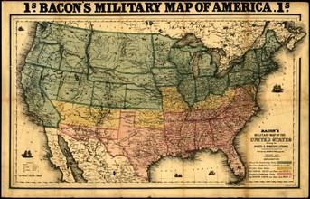 Bacon's military map of the United States showing the forts & fortifications - 1862