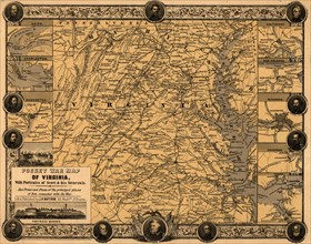 Pocket war map of Virginia, with portraits of Scott & his generals. 1861
