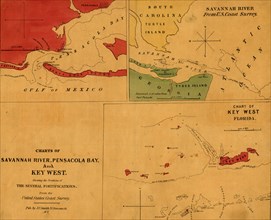 Charts of Savannah River, Pensacola Bay, and Key West. Showing the positions of the several fortifications.- 1861 1861