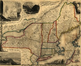 Railroad, steam boat & stage route map of New England, New-York and Canada - 1850 1850
