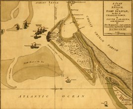 Attack on Moultrie on Sullivan's island South Carolina - 1777 1776