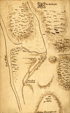 Fort Washington with the position of Hessian encampment at the time of the capture. 1776