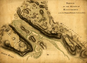 Sketch of the Heights of Kingsbridge, with the proposed redoubts colored yellow - 1777