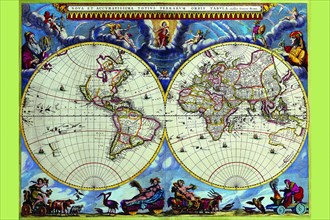 Stereographic Map of the World - Theatrum Orbis Terrarum 1662