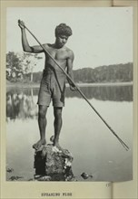 Aboriginal man fishing with a spear