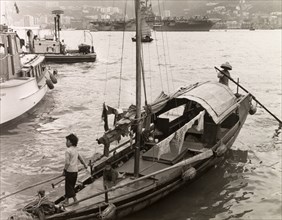 A sampan in Victoria Harbour