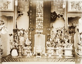 An altar inside a Hong Kong Joss house