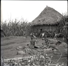 Women beating finger-millet