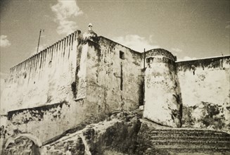 The defensive outer wall and watchtower of Fort Jesus